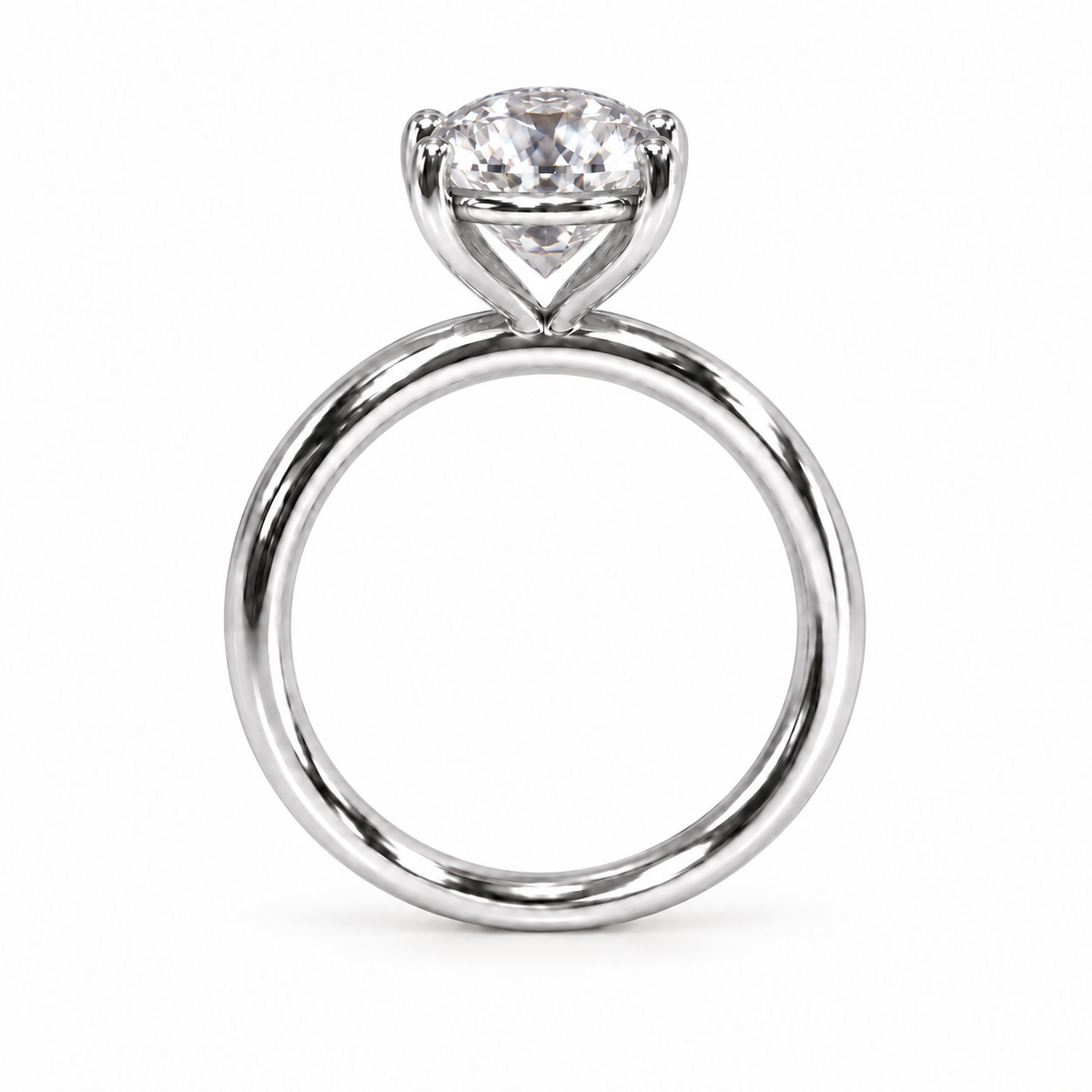 Legacy Round Plain Solitaire Engagement Ring — 1.50 ct — White Gold — profile