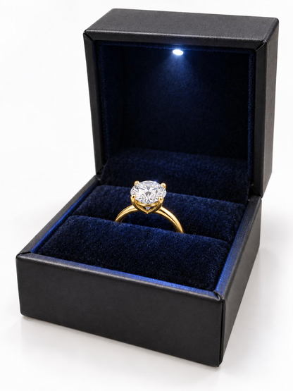 Legacy Round Plain Solitaire Engagement Ring — 1.50 ct — Yellow Gold — box