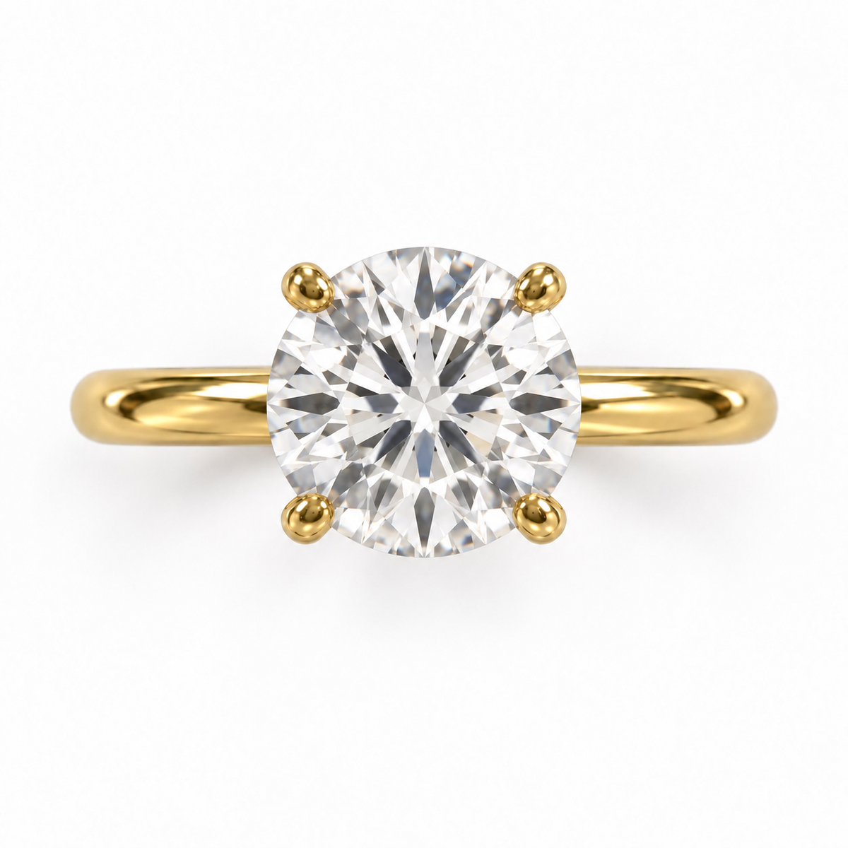 Legacy Round Plain Solitaire Engagement Ring — 1.50 ct — Yellow Gold — top