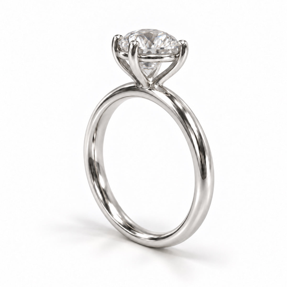 Legacy Round Plain Solitaire Engagement Ring — 1.00 ct — White Gold — alternate