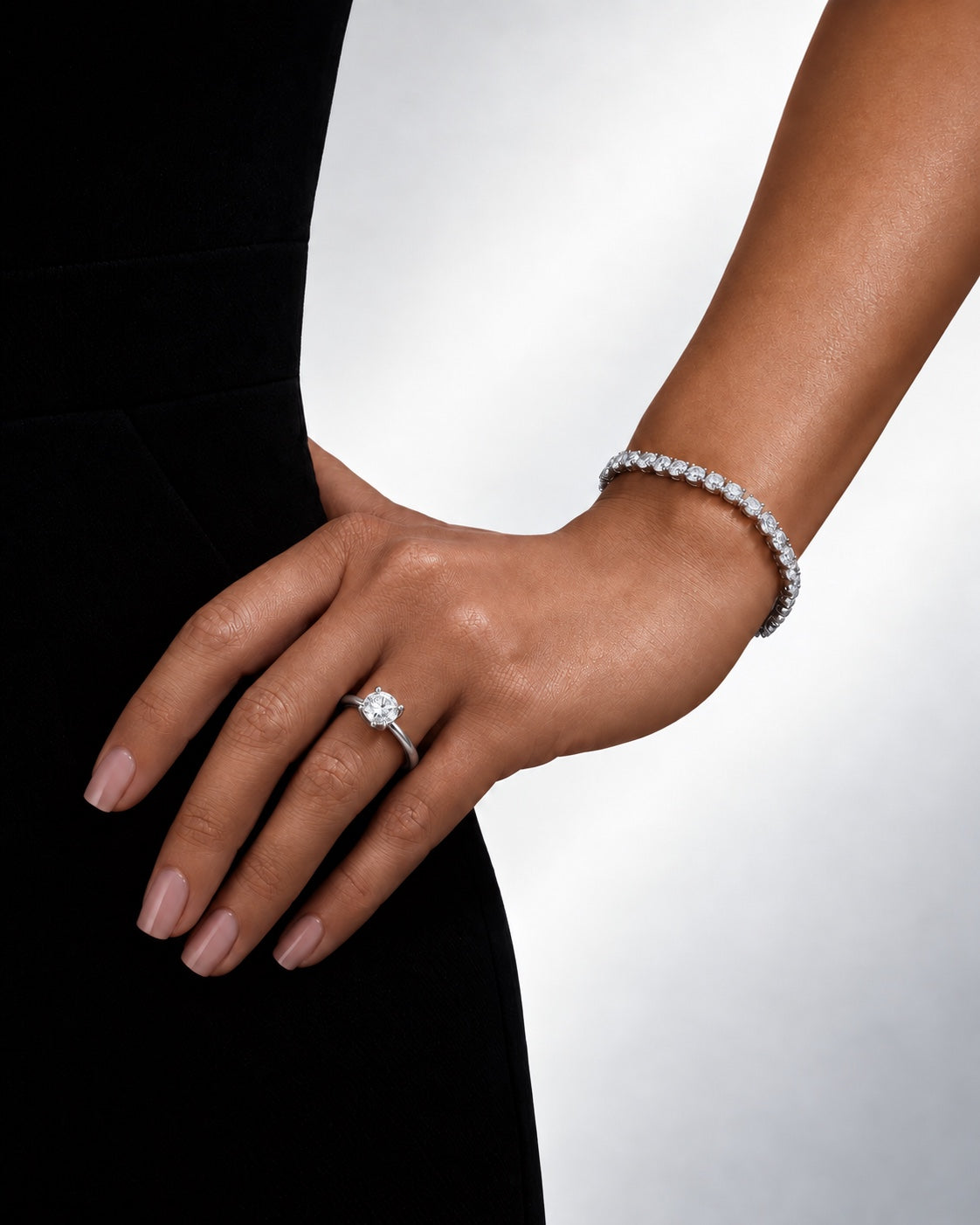 Legacy Round Plain Solitaire Engagement Ring — 1.00 ct — White Gold — hand