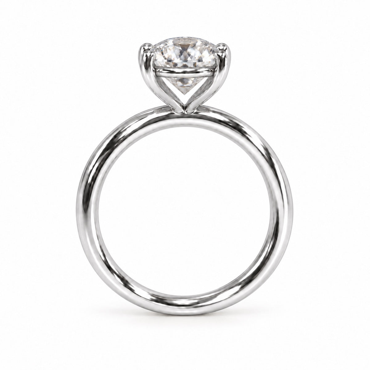 Legacy Round Plain Solitaire Engagement Ring — 1.00 ct — White Gold — profile