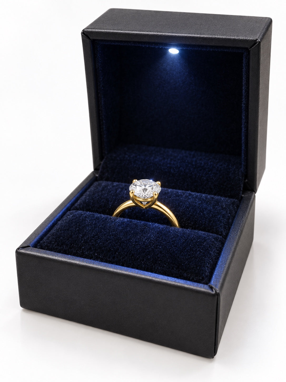 Legacy Round Plain Solitaire Engagement Ring — 1.00 ct — Yellow Gold — box