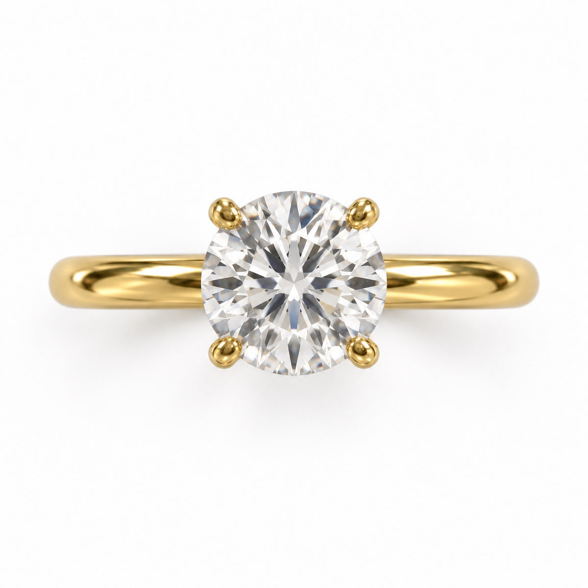 Legacy Round Plain Solitaire Engagement Ring — 1.00 ct — Yellow Gold — top