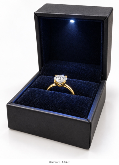 Legacy Round Plain Solitaire Engagement Ring — 1.00 ct — Yellow Gold — box
