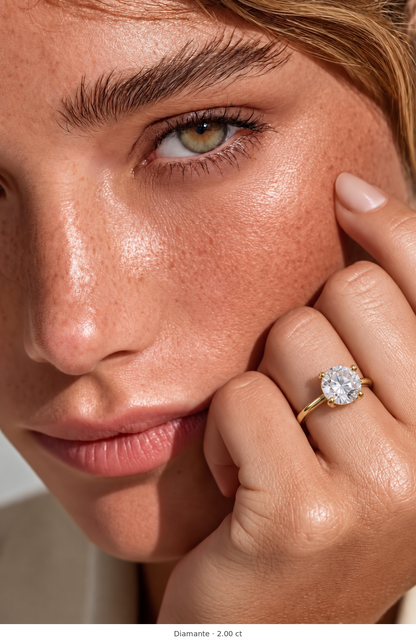 Legacy Round Plain Solitaire Engagement Ring — 2.00 ct — Yellow Gold — portrait