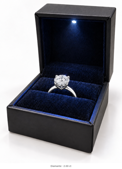 Legacy Round Plain Solitaire Engagement Ring — 2.00 ct — White Gold — box