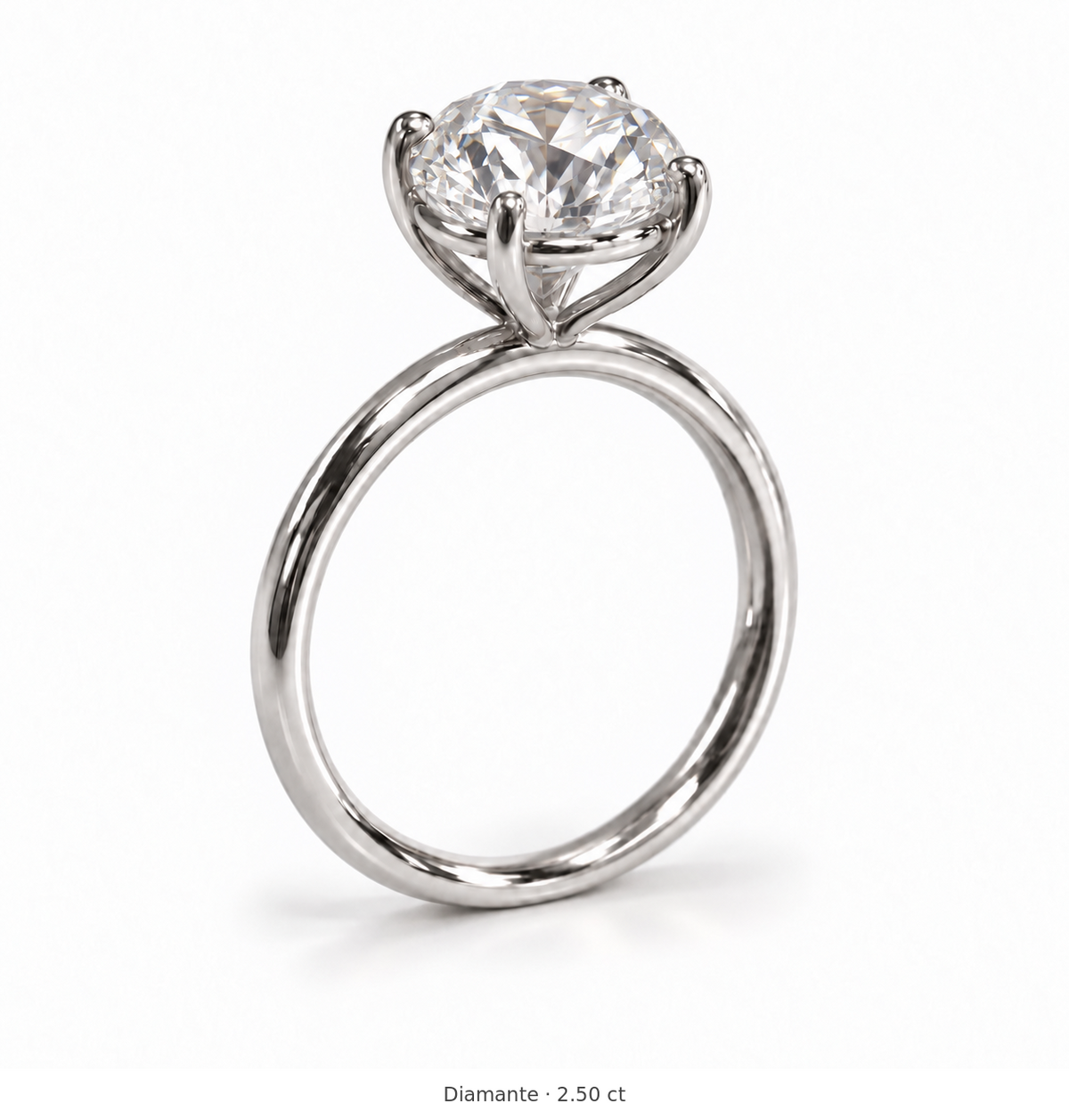 Legacy Round Plain Solitaire Engagement Ring — 2.50 ct — White Gold — main