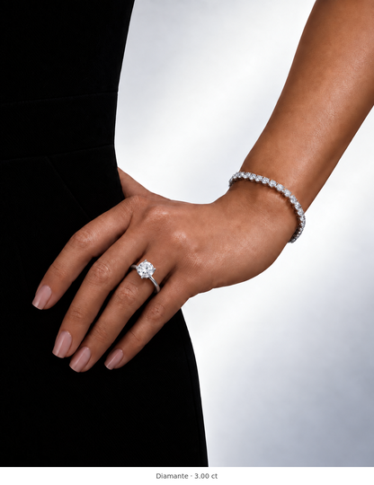 Legacy Round Plain Solitaire Engagement Ring — 3.00 ct — White Gold — hand