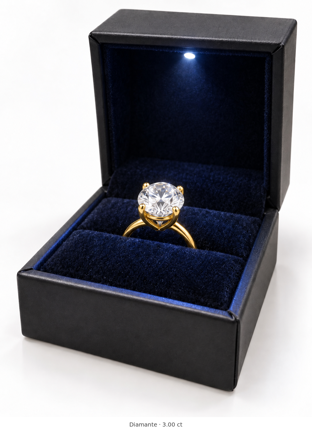 Legacy Round Plain Solitaire Engagement Ring — 3.00 ct — Yellow Gold — box