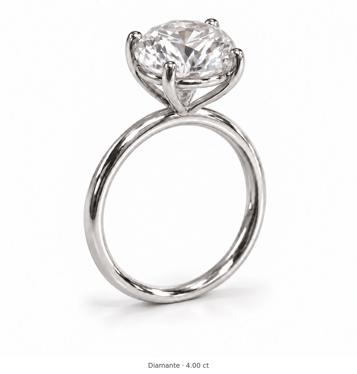 Legacy Round Plain Solitaire Engagement Ring — 4.00 ct — White Gold — main