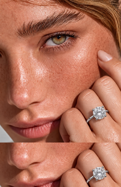 Legacy Round Plain Solitaire Engagement Ring — 4.00 ct — White Gold — portrait