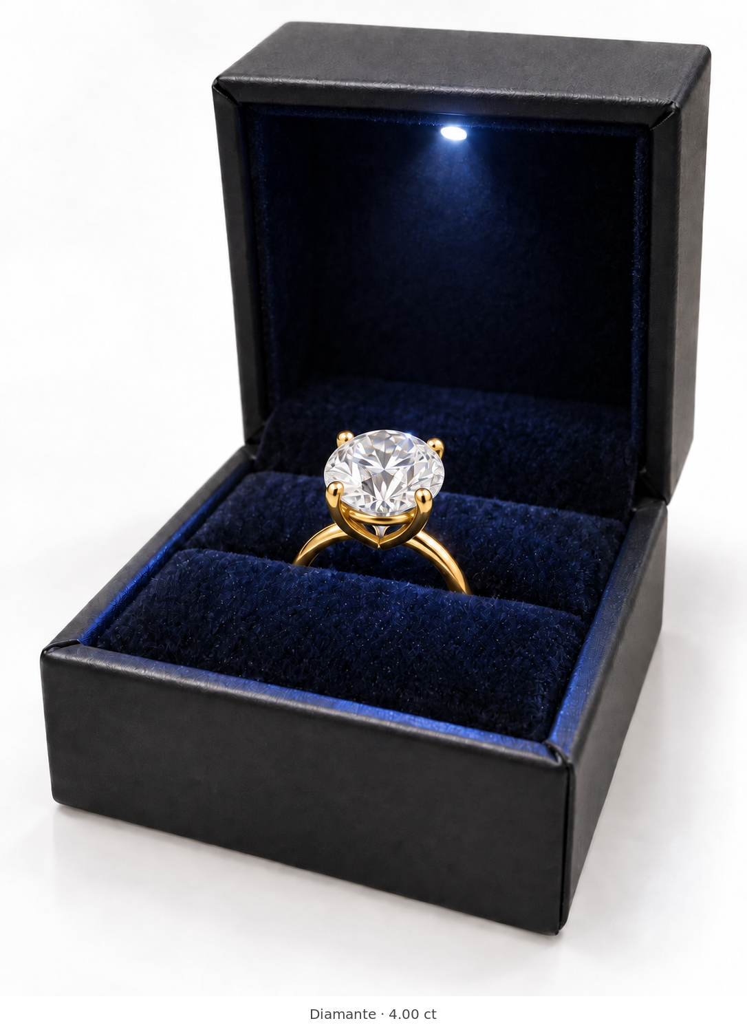 Legacy Round Plain Solitaire Engagement Ring — 4.00 ct — Yellow Gold — box