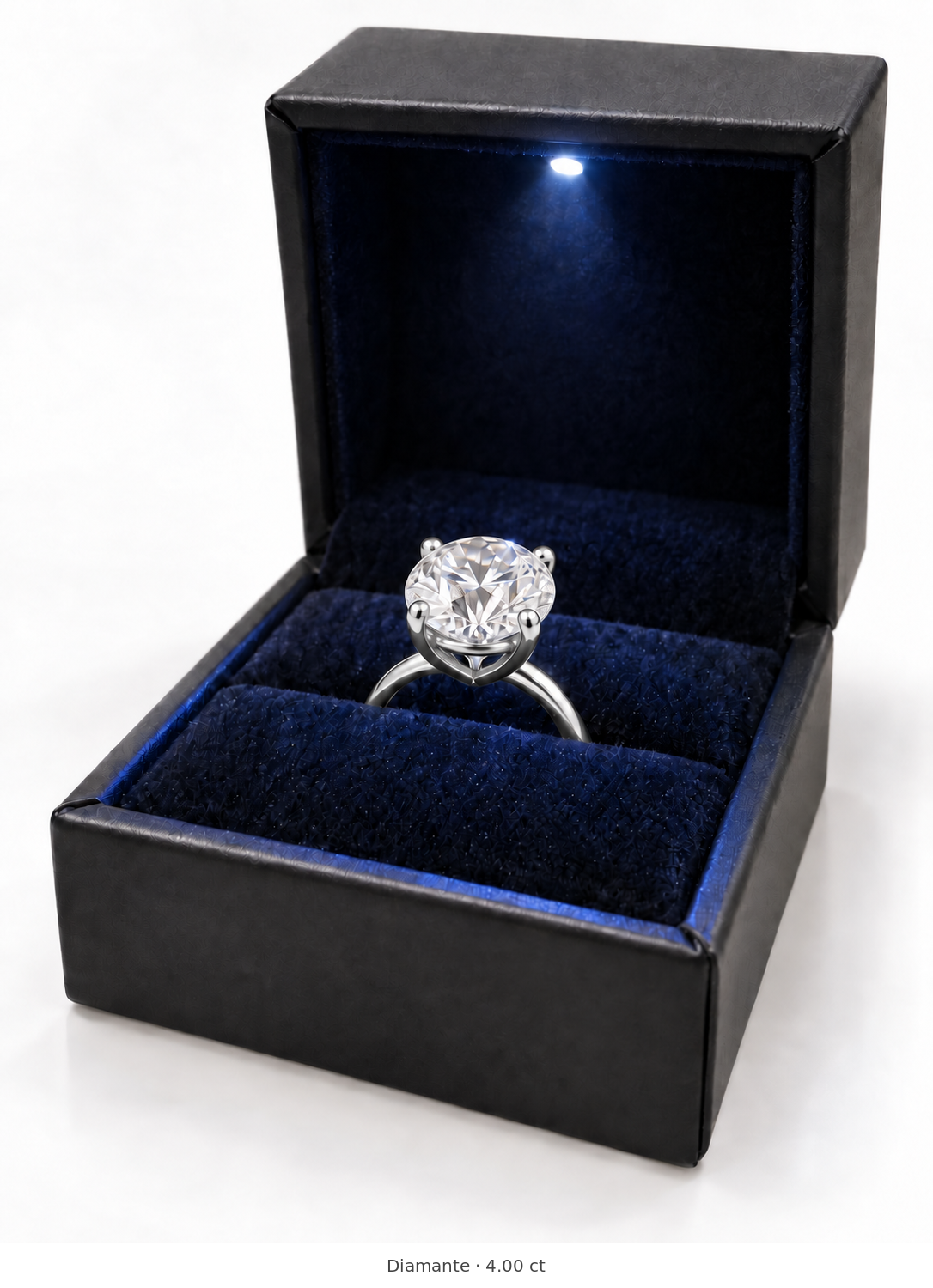 Legacy Round Plain Solitaire Engagement Ring — 4.00 ct — White Gold — box