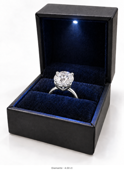 Legacy Round Plain Solitaire Engagement Ring — 4.00 ct — White Gold — box
