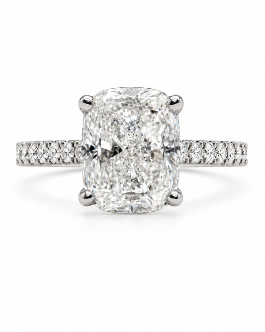 Legacy cushion cut engagement ring — studio photograph 1