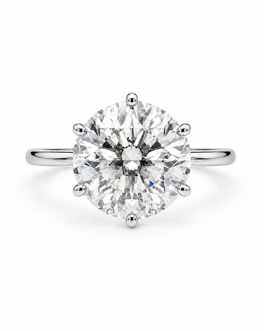 Round cut 3.00 carat engagement ring — studio photograph 1