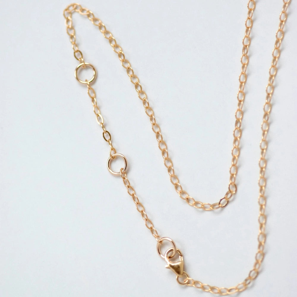 Cable chain with lobster clasp and adjustment rings at 16 and 17 inches